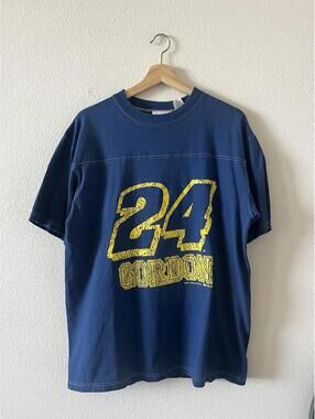 Y2K Jeff Gordon 24 NASCAR Racing T-Shirt Navy Blue Large